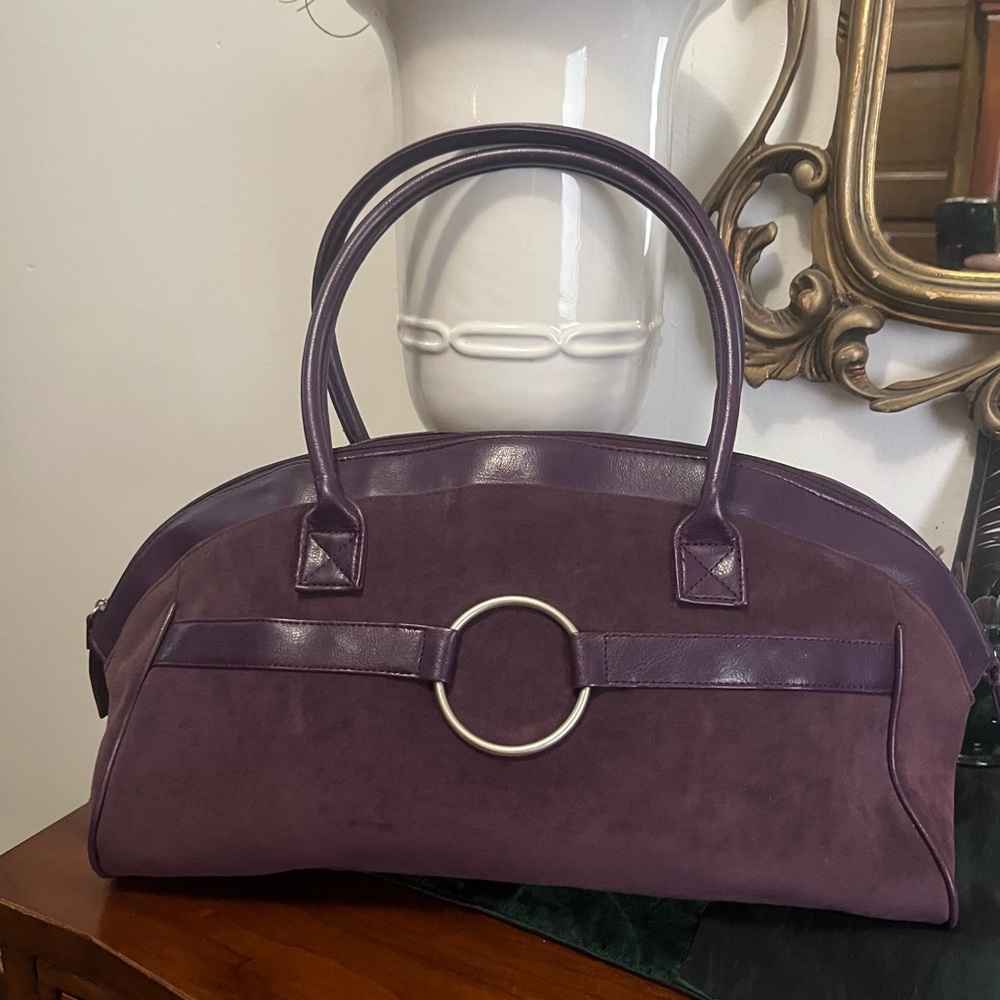 Women’s Purple Suede & Leather Satchel Bag